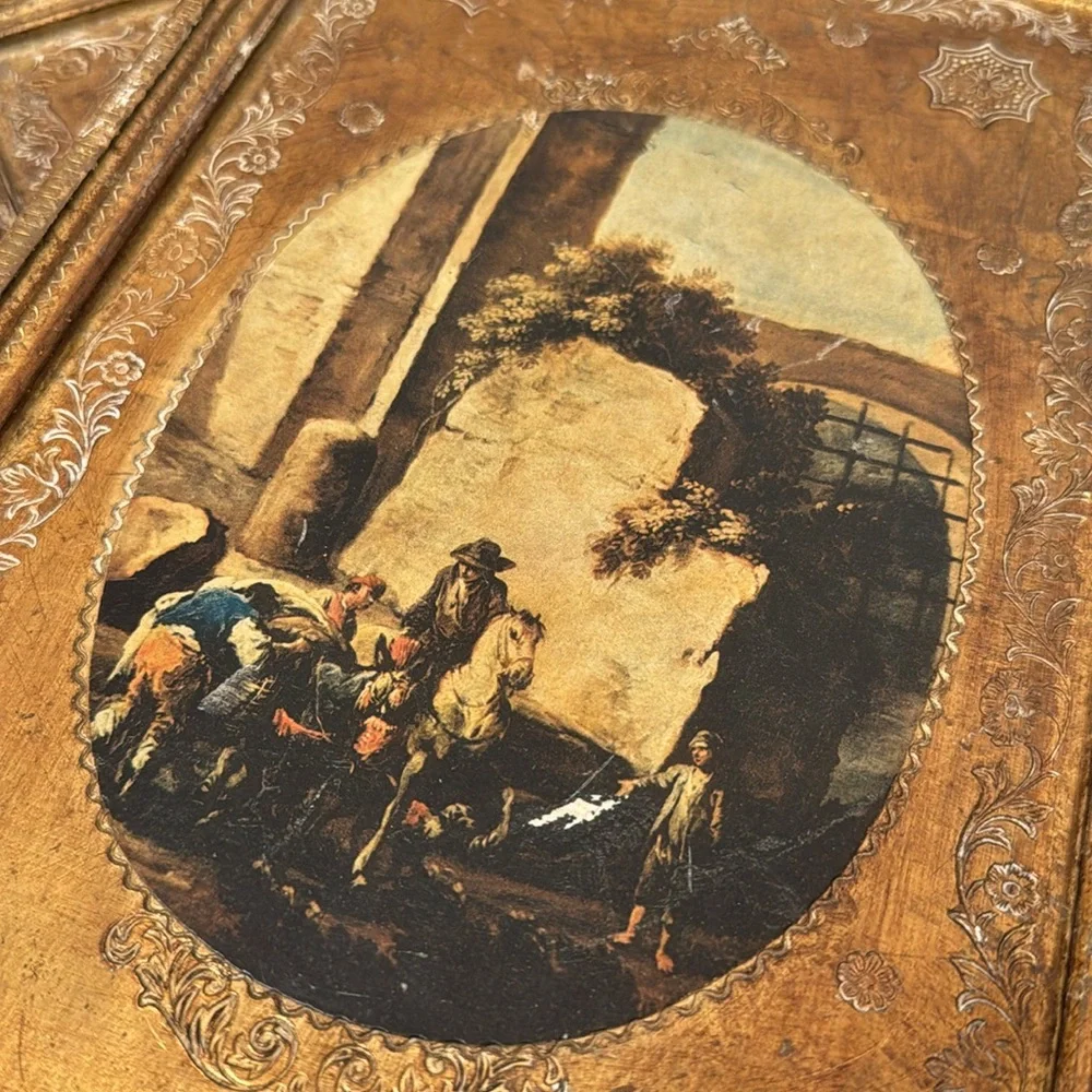 Set off 2/ Vintage Italian Florentina Gilt Gold  Wood Artwork